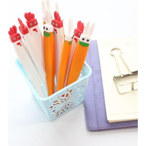 Cute creative animal design school gel pens stationery,kawaii kids safe silica gel material write gel pen,2 colors,0.5mm refills