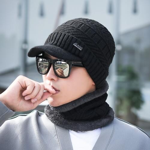 Knitted Hat Men Winter Beanie Hat Winter Hats For Men Scarf Fur Bonnet Women Skullies Beanies Gorro Beany Balaclava Beanies Cap