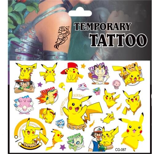 Pokemon Tattoo Sticker for Children Cartoon Anime Pocket Elf Pikachu Figure Stickers Party Decorations Kids Birthday Gifts