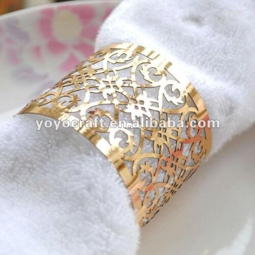 TW002 Sample eco-friendly gold metallic paper fence design cheap bulk napkin ring