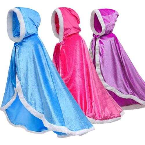 Queen Princess Cloak Girl Child Costume Props Christmas Halloween Theme Party Dance Campus Cosplay Blue Pink Purple