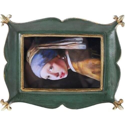 European Style Retro Green Photo Frame Resin Desktop Ornaments Gift 6inch 7inch Iris Picture Frame Home Decor