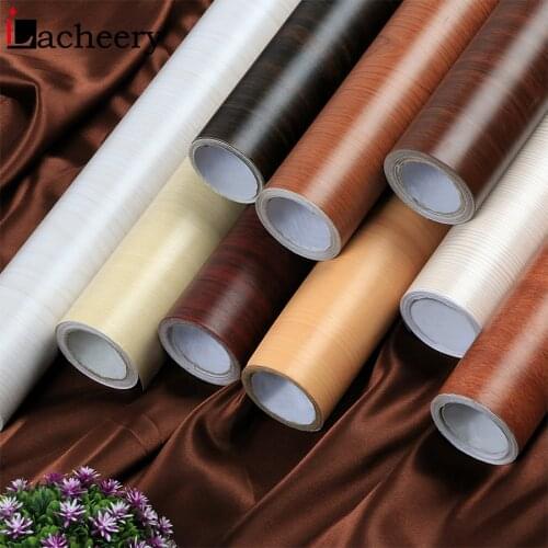 DIY Kitchen Cupboard Furniture Decorative Film Self Adhesive Wood Grain Vinyl Wallpaper Modern Living Room PVC Waterproof Decals