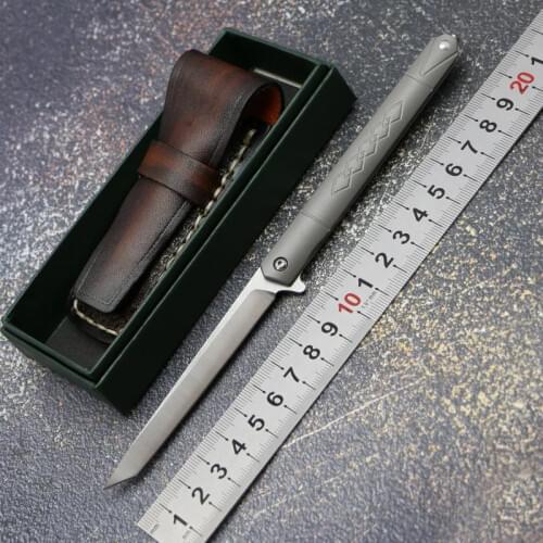 Pen Folding Knife D2 Blade Titanium Handle Portable Outdoor Camping Hunting Fruit Pocket Knock Glass Multipurpose Survive Tools