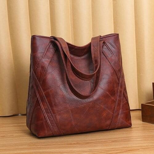 SMOOZA Womens Luxury Handbag 2021 New Fashion Womens Shoulder Bag Large Capacity Retro Soft Pu Leather High Quality Tote Bag