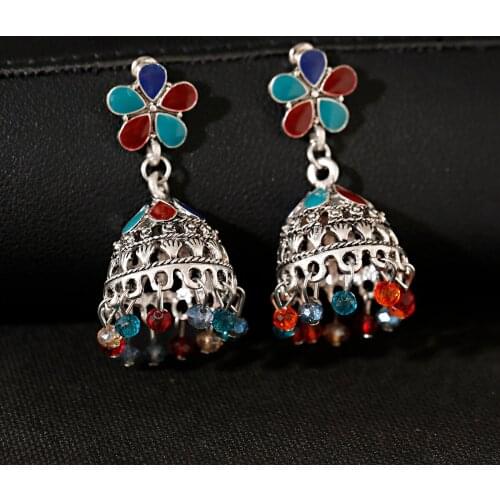Vintage Silver Color Relief Tassel Earrings For Women Alloy Bells Earrings Pendientes Jewelry Oorbellen Brincos