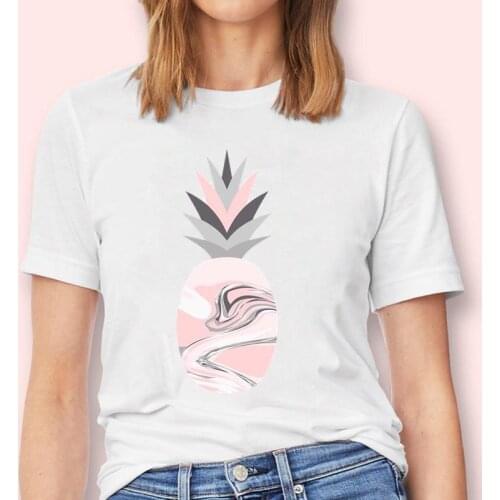 Women Pineapple Beach Trend 90s Printing Cute New Fashion Graphic Female Tops Tees Tshirt T-Shirt Lady Cartoon Print Clothes