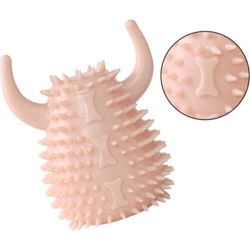 1Pc Funny Pet Dogs Chew Toy Ox Horn Shape Creative Dog Rubber Toy Puppy Interactive Squeaky Toy Bite Resistant Pet Accessories