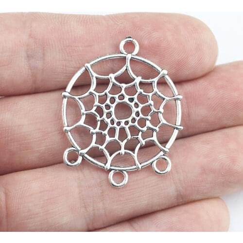10 Pieces 26x32mm Antique Silver Color Round Bracelet Connector Charms Handcraft Jewelry