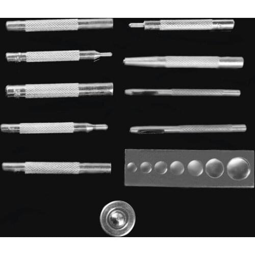 11pcs/set Leather Tool Die Punch Hole Snap Rivet Button Setter Base Kit Leather Craft Tools hole punches kit punch belt