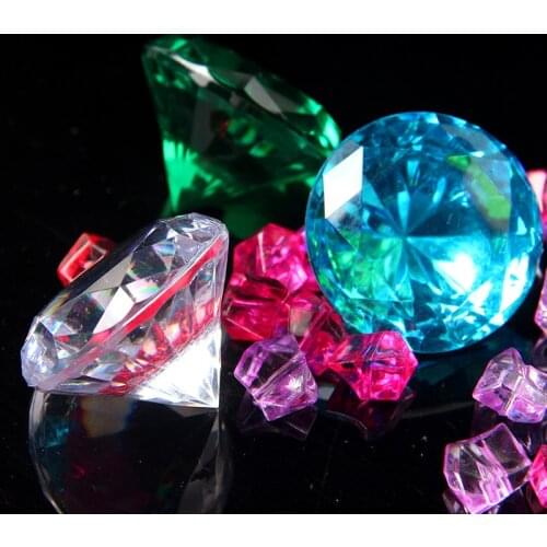 110pcs 25mm Faux Diamond Jewels Treasure Chest Pirate Acrylic Crystal Gems Filler Toy Props Party Confetti Wedding Decor Gift