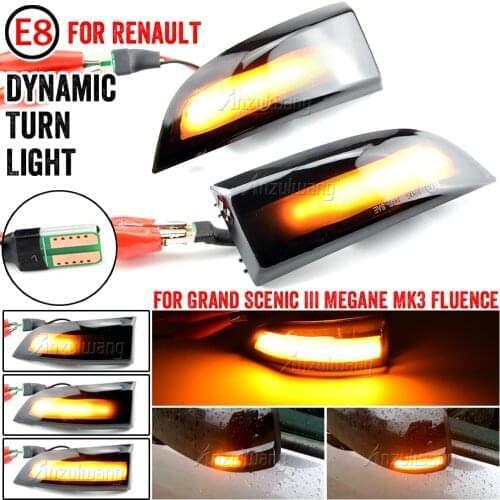 2pcs Dynamic LED Turn Signal Lights Rearview Mirror Indicator Blinker Repeater For Renault Laguna III X91 2008-2015