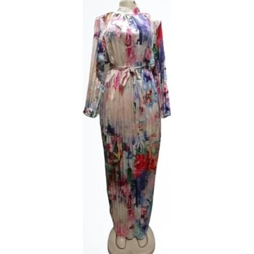 African Pleated Dresses For Women 2021 Africa Clothing Muslim Long Dress High Quality Length Fashion African Dress For Lady