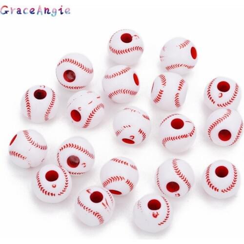 50pcs Baseball bead acrylic wholesale diy For Earrings bracelet accessories large 4mm hole diy jewelry bead charms Fit Baby Gift