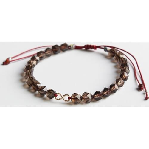 6mm Faced Somky Crystal Stone With Infinite Charm Bracelet For Man Woman Nimbus Jewelry Handmade Lucky Bangle Adjustable size