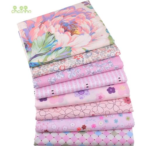 Chainho,New Pink Floral Series,Printed Twill Cotton Fabric,For DIY Quilting Sewing Baby&Child Sheet,Pillow,Material,Half Meter