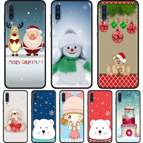 Case For Samsung Galaxy A50 A70 A10 A20e A30 A40 A20s A10s A10e A80 A90 A60 A30s TPU Silicone Cover cute Merry Christmas snowman