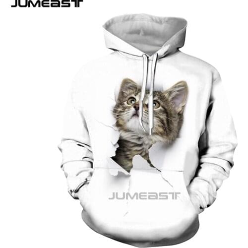 Jumeast Brand Men/Women 3D Printed Sweatshirt Cat Scratching Paper Long Sleeve Cap Hoody Sport Pullover Hoodies