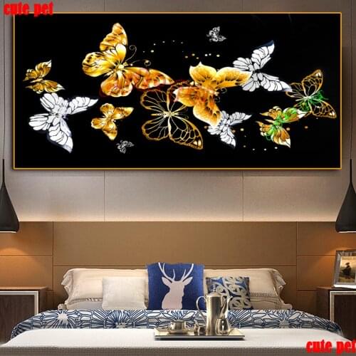 Golden butterfly 5d Diy diamond painting wallpaper Full Square embroidery mosaic stitch cross decor gifts diamond mosaic large