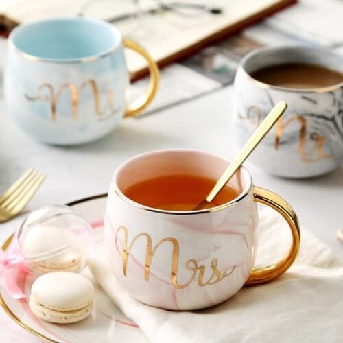MUZITY Ceramic Lovely Design Coffee Mugs Marble Couple Tea Mugs Porcelain Breakfast Milk Mug