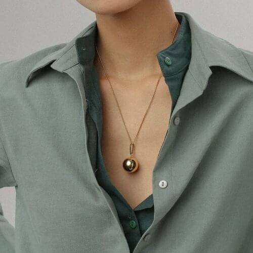 Brass With 18K Gold Simply Ball Pendant Necklaces Women Jewelry Party T Show Designer Club Ins Japan Korean