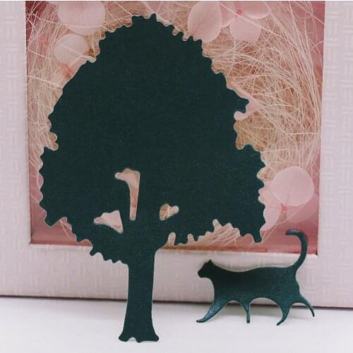 Cat and Tree Metal Cutting Dies Scrapbooking Album Paper Cards Making Decorative Crafts Embossing Template Stencil DIY