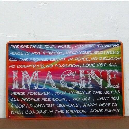 50pcs/lot Metal Sign shabby chic "Imagine" Tin Sign Metal Plate Wall Art Hanging Decor N-111