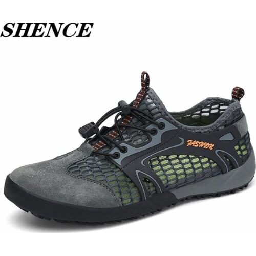 SHENCE Plus Size Men Hiking Shoes Outdoor Non-slip Walking Trail Running Shoes Soft Gym Yoga Quick Drying Wading Creek Shoes