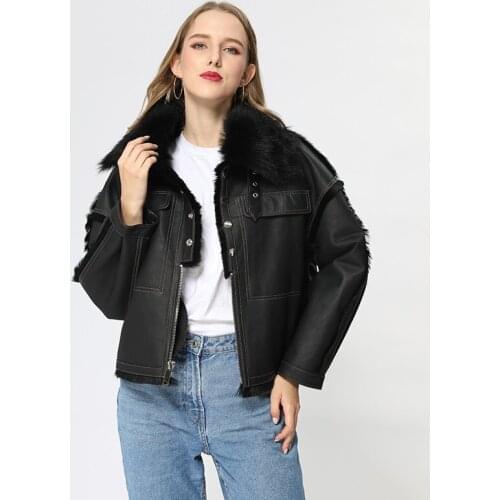 Latest Design Short Fashion Streetwear Turn-Down Collar Thick Winter Genuine Sheepskin Jacket Shearling Leather Coat MJF-SJ-01