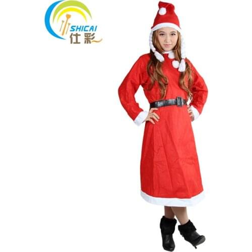 2019 New Fashion Adult Santa Costume Braid Dress Christmas men show dress women models costumes costume suits Free Shipping