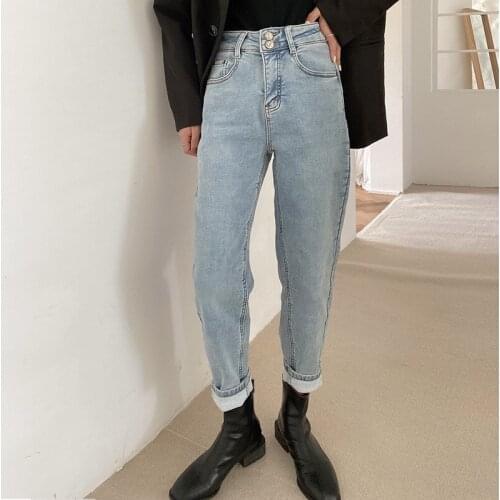 New jeans womens high waist fall/winter daddy pants loose and thin thin velvet fashion solid color harem pants