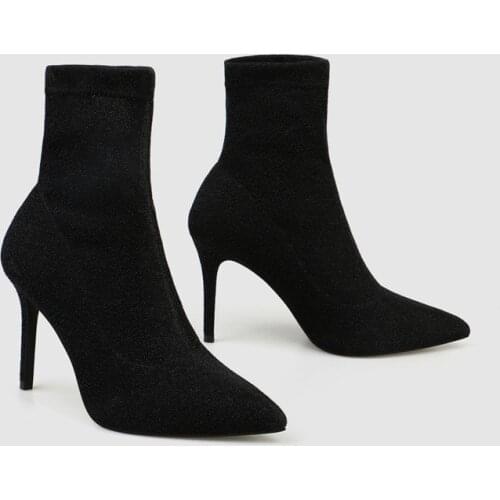 Europe and the United States New Style for Autumn and Winter Tip Thin Heeled Boots Womens Club Heels Boots