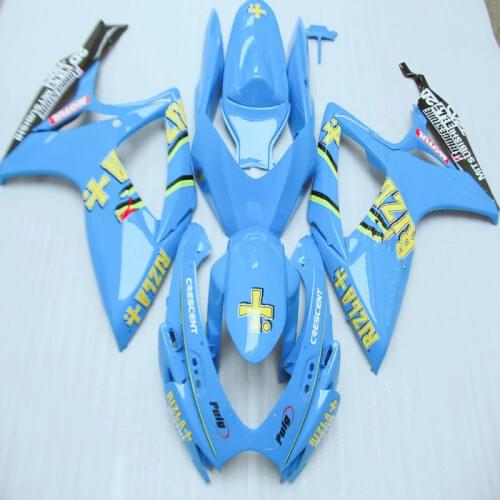 Nn-Glossy flat Blue Fairings for SUZUKI GSXR 600 750 2006 2007 K6 GSXR600 GSXR750 06 07 fairing kit RIZLA+ scheme