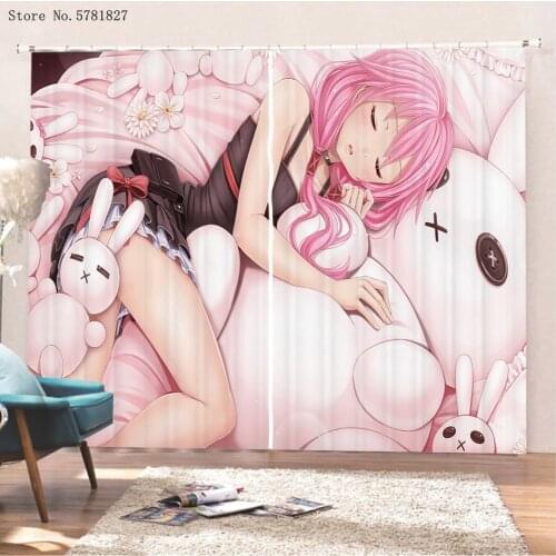 3D Print Cartoon Window Curtains 2 Panels Japan Anime Curtains Sexy/Lovely Girls Window Treatments For Bedroom Window Drapes