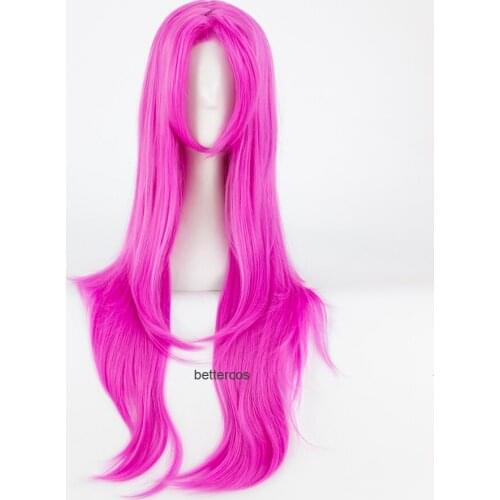 JoJos Bizarre Adventure Golden Wind Diavolo Cosplay Wig 80cm Long Rose Red Heat Resistant Synthetic Hair Wig + Wig Cap