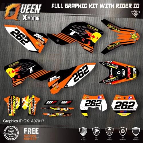 QUEEN X MOTOR Custom Team Graphics Decals Stickers Kit For KTM 2007-2010 SX SXF , 2008-2011 EXC XC-W EXC-F 017