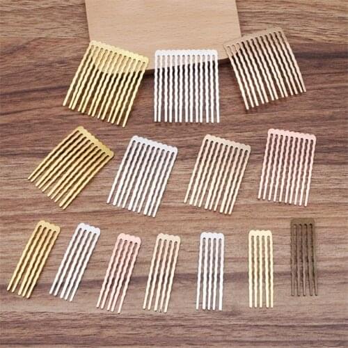 10pcs 5teeth Comb Hair Jewelry Charm Women Gold/Silver plated Hair Comb Hairs Findings Barrettes Retro Headwear Wholesale