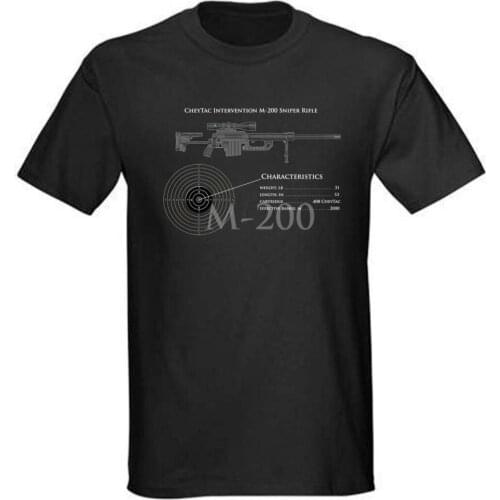 Rare New Black Cotton T-Shirt Cheytac Intervention M-200 Sniper Rifle Ak 47 Nwt 2019 Brand Men Clothing Fashion Design T Shirt
