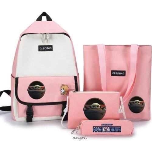 Mandalorian Baby Yoda Kawaii Girl Harajuku Backpack Women Waterproof School Bag College Student Canvas Backpack Trendy Fashion