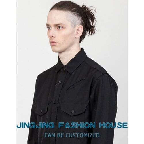 S-7XL!!2021 deconstructed coat shirt style tooling structure vertical cut shirt black jacket for men and women autumn winter