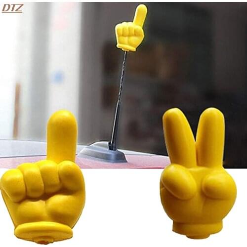 Cute Victory Finger Car Antenna Topper Eva Decorative Car Topper Balls Yellow 1pc