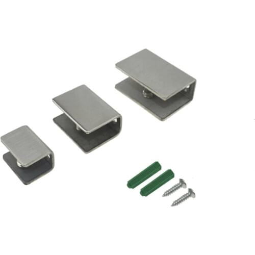 Glass Shelf Brackets - Adjustable Stainless Steel Glass Clamp Clip Holder Rectangle 10 Pcs