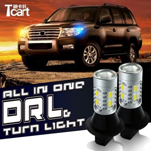 Tcart drl yellow trunning light For Chevrolet Camaro 2010-2013 LED DRL PY21W BAU15S LED Front Turn Signals & DRL all in one