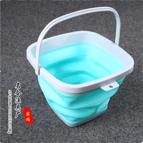 Thickened folding bucket Silicone ppe round bucket square bucket Portable fishing bucket bait bucket can be used for car washing