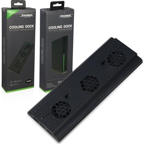 Vertical Stand with 3 Fast Cooling Fans Cooler Fan + 3 USB2.0 Hub Ports Game Charger for XboxOne X Gaming Console Plus and Play