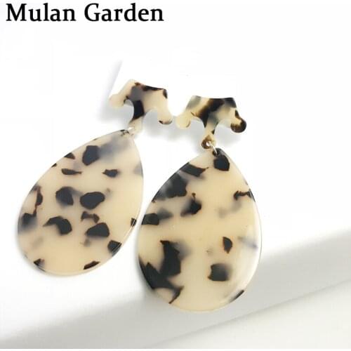 M&G Vintage Crown Acrylic Leopard Earrings for Women Acetic Acid Pendant Water Drop Dangle Earrings Resin Jewelry Accessories