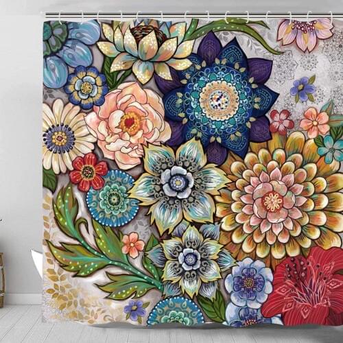 Flower Vibrant Blossom Print Waterproof Bath Shower Curtain Home Bathroom Decor Flower Print Waterproof Bathroom Decor