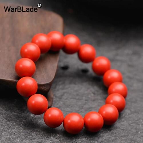 WarBLade 6MM-20MM Taiwan Cinnabar Beads Bracelets Natural Cinnabar Stone Beads Beaded Stretch Bracelets Bangles For Women Men