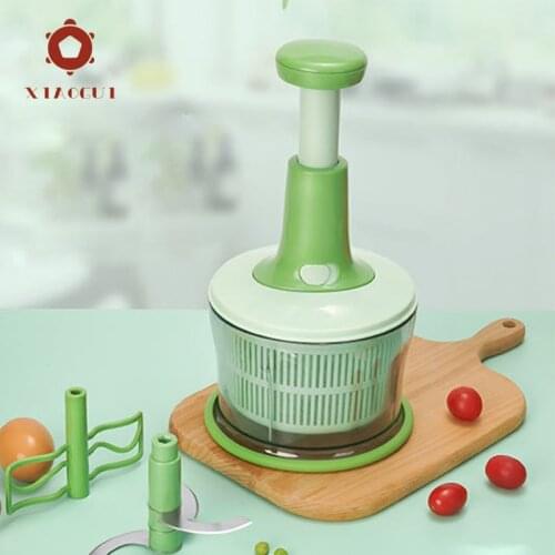 XiaoGui Multifunctional Vegetable Cutter Kitchen Accessories Throw Water To Dehydrate Minced Meat Potato Masher Gadget