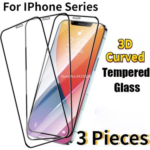 3PCS Full Cover Screen Protector For iPhone 11 12 Pro Max Mini Protective Film for iPhone 7 8 6 6S Plus XR XS Max Tempered Glass
